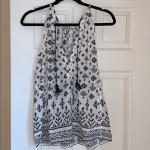 Joie 100% Silk Black and White Tank Top Size M